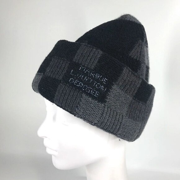 LOUIS VUITTON M5029A Beanie-LV Crash Damouflage Hat Beanie Knit hat wool Black - Picture 1 of 16